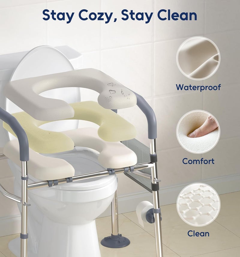 Bluelog Raised Toilet Seat with Handles, Width & Height Adjustable Toilet Seat Risers for Seniors, Heavy Duty 400lbs Elevated Toilet Seat for Elderly, Pregnant, Handicap, Fit Any Toilet - Image 5